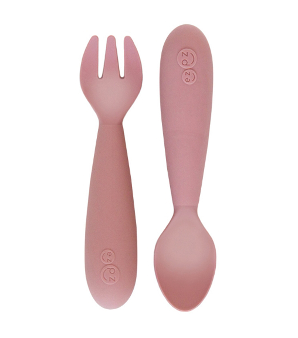 EZPZ Mini Utensils (Spoon + Fork) - Blush