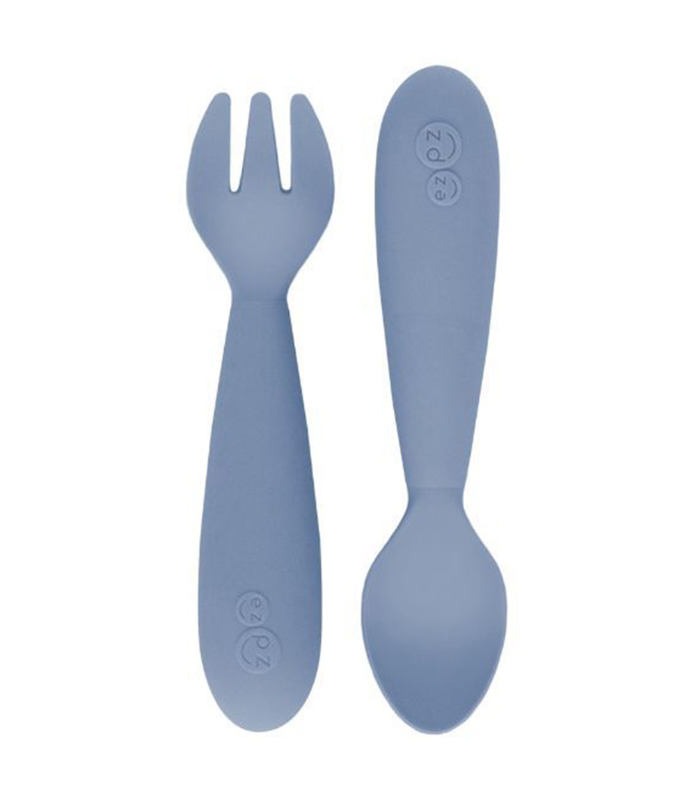 EZPZ Mini Utensils (Spoon + Fork) - Indigo