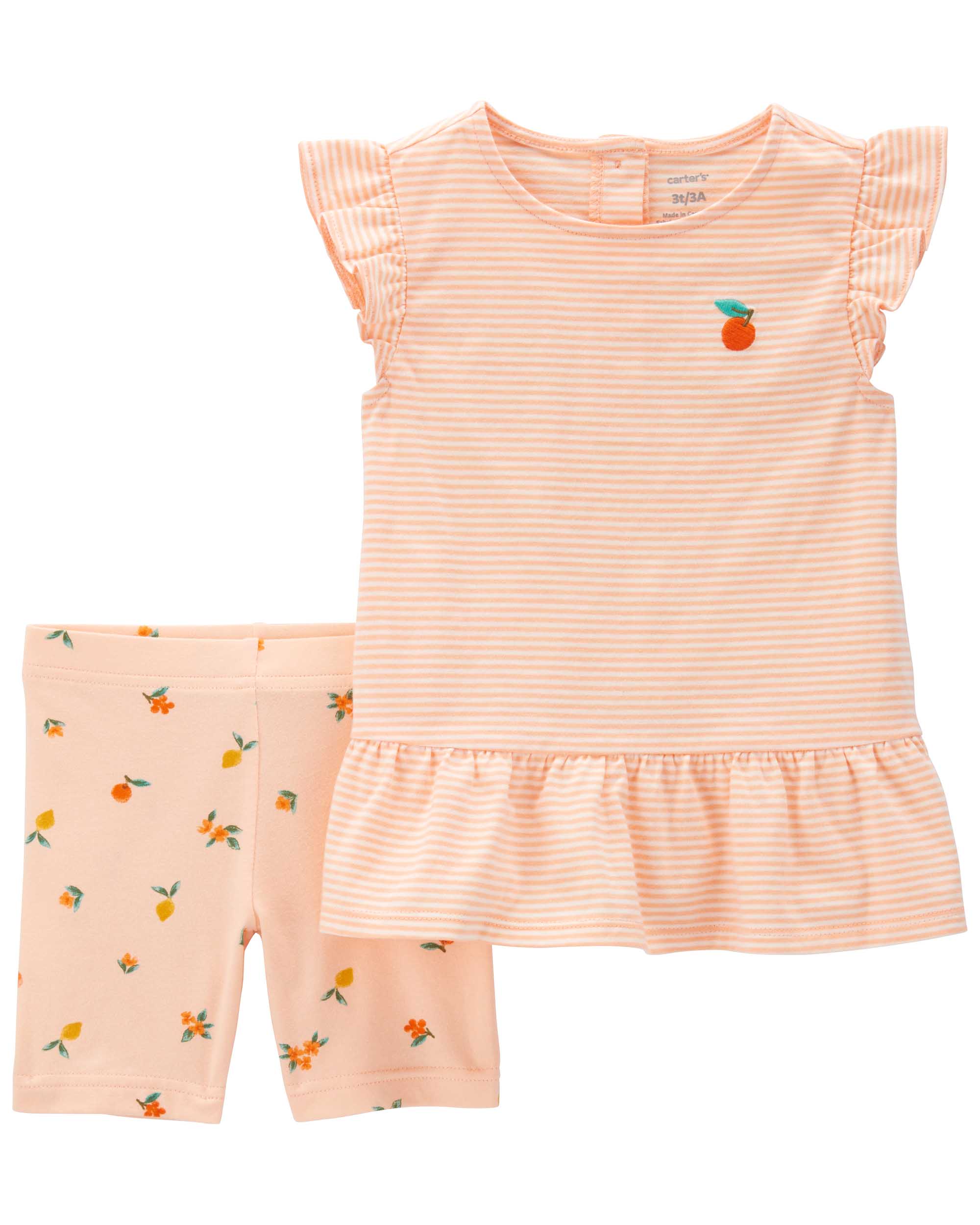 Carter's 2-Piece Peach Print Shorts Set
