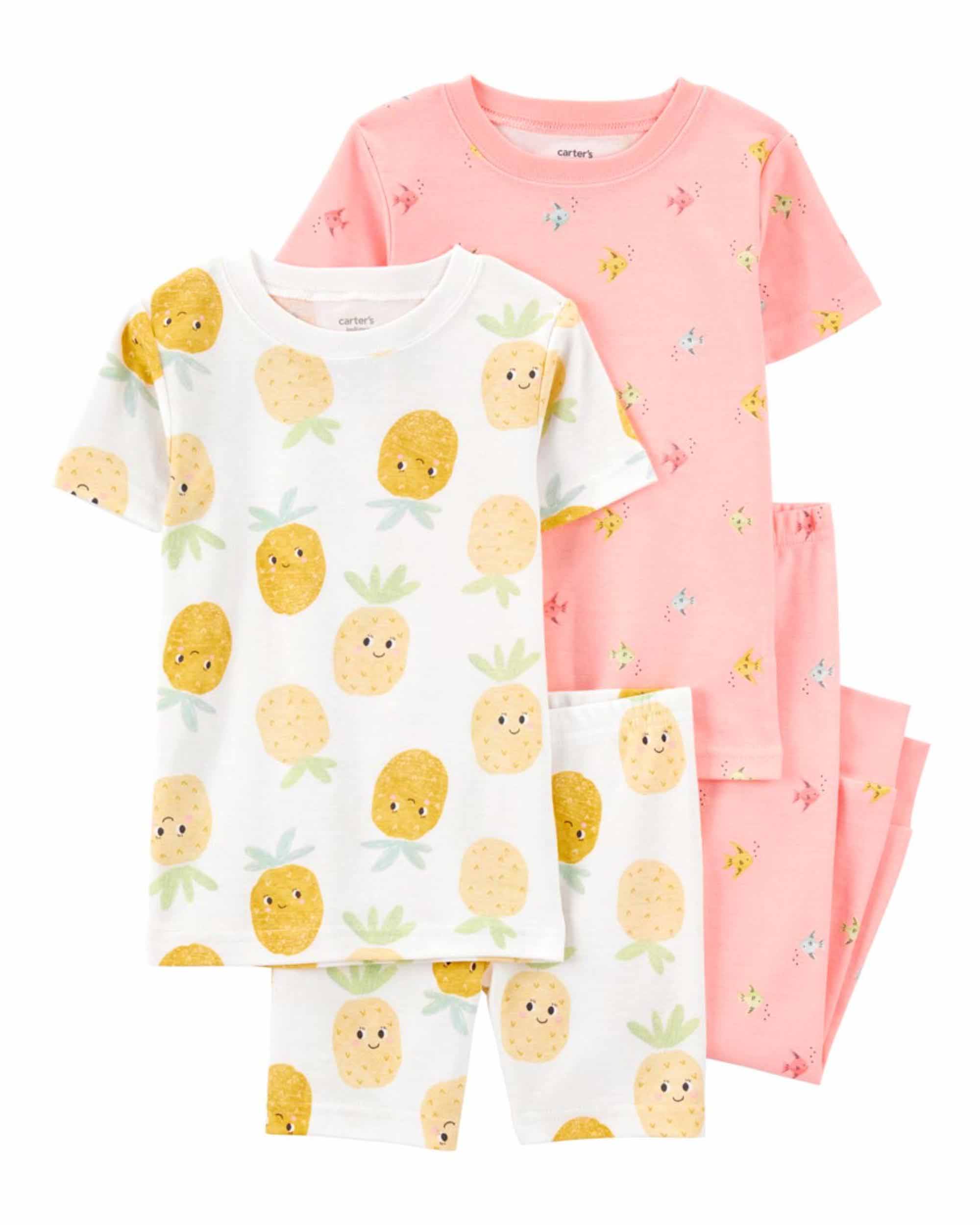 Carter's 4-Piece Pineapple Printed Pyjamas Set - Pink & Yellow
