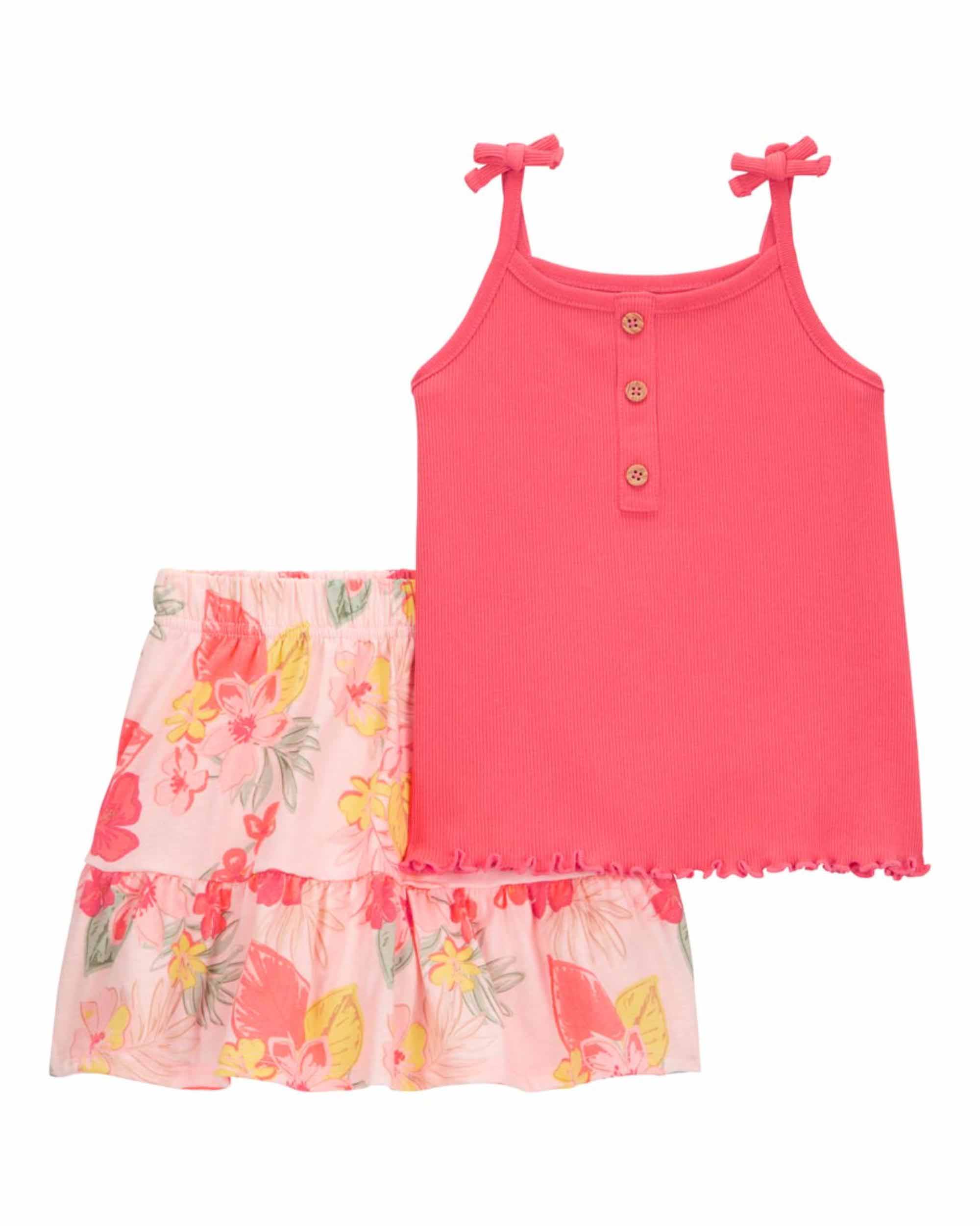 Carter's 2-Piece Floral Printed Tank and Skort Set - Pink