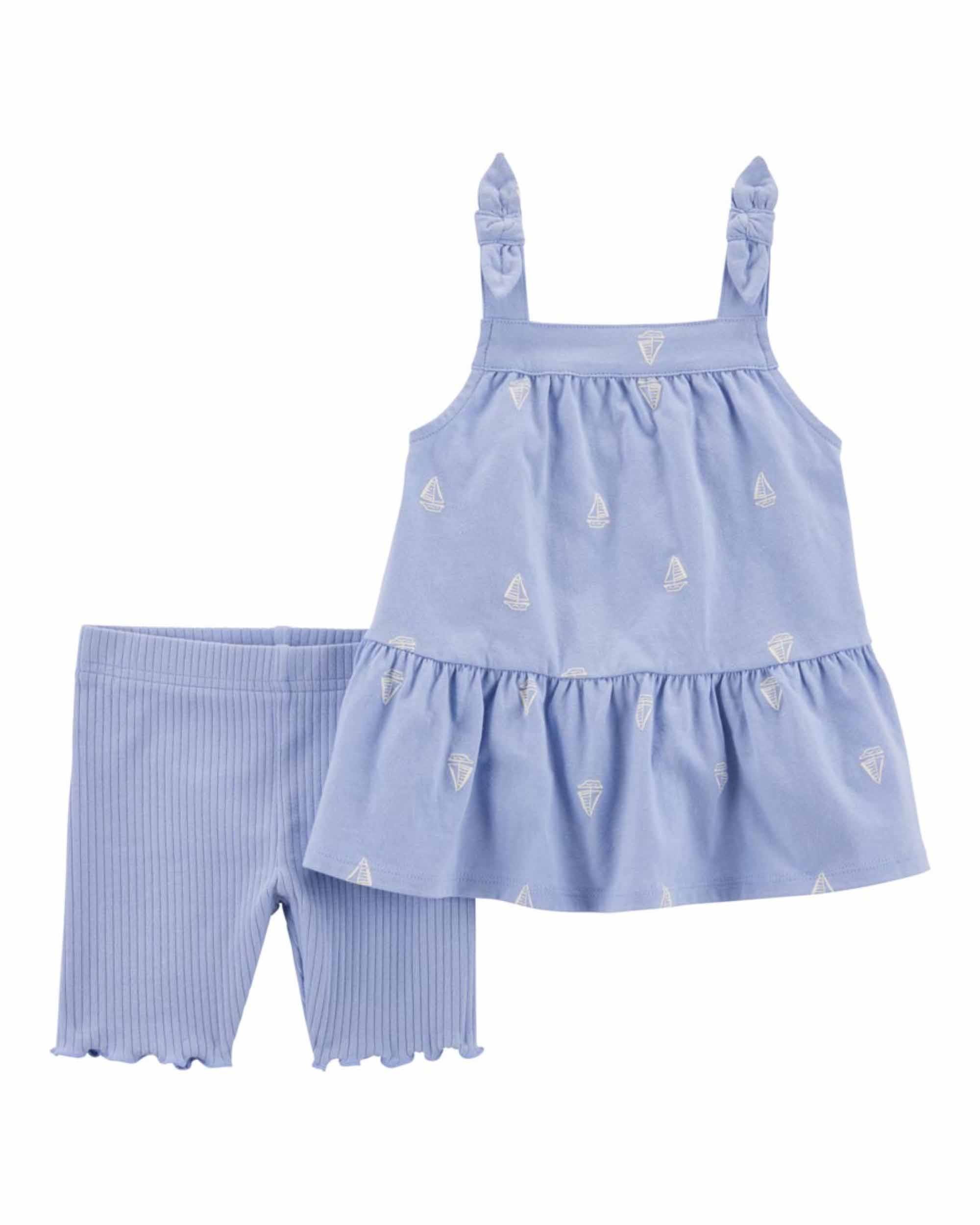Carter's 2-Piece Sailboat Print Top and Shorts Set - Purple
