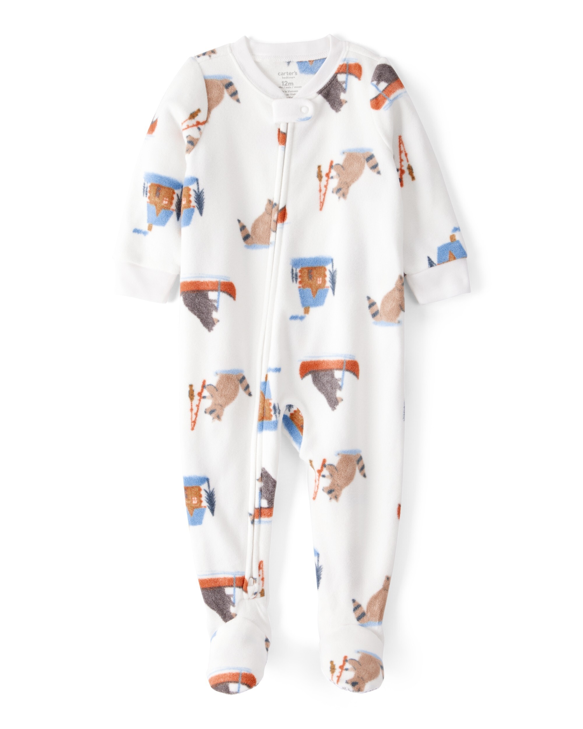 Carter's Woodland Creatures Fleece Footie 1-Piece Pajamas, Ivory