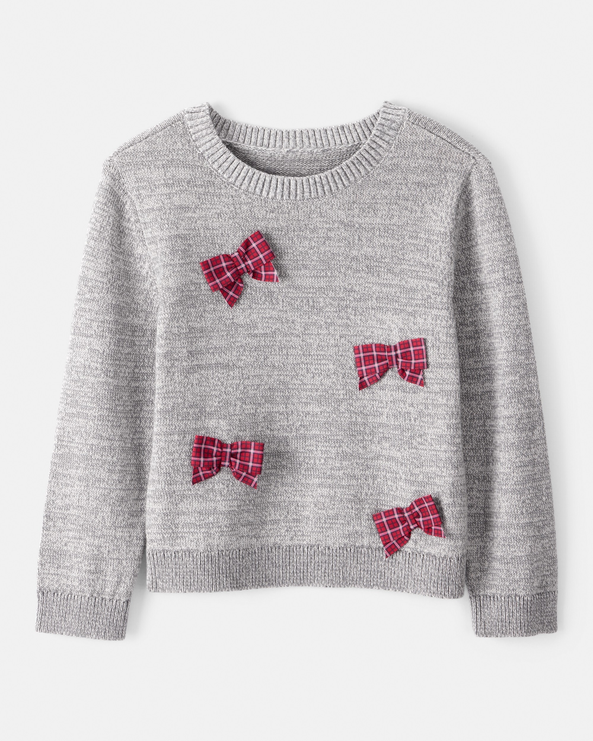 Carter's Toddler Girl Bow Cotton Long-Sleeve Sweater, Grey