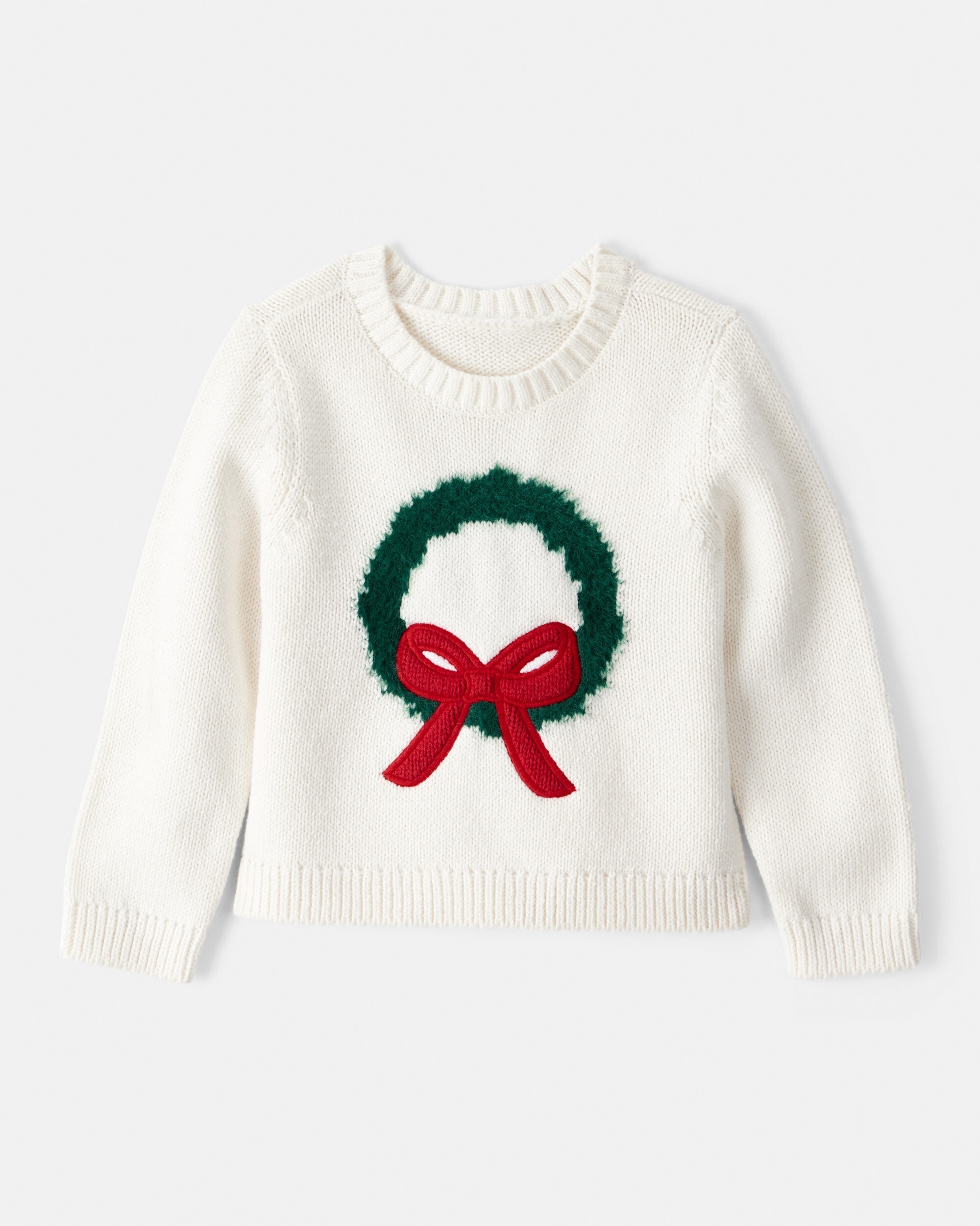 Carter's Toddler Girl Christmas Wreath Long-Sleeve Sweater, White