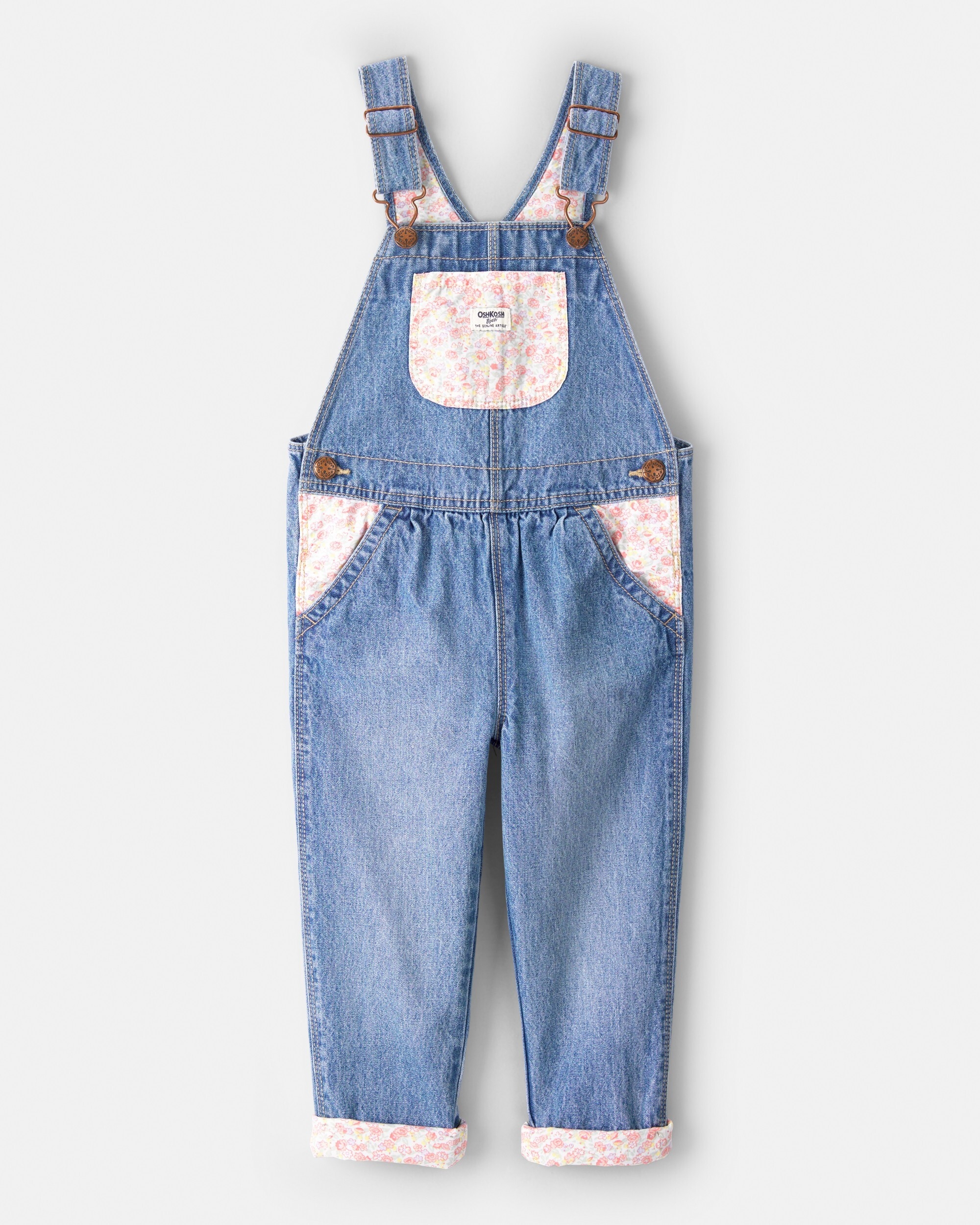 OSHKOSH Toddler Girls Denim WBO Overalls, Blue