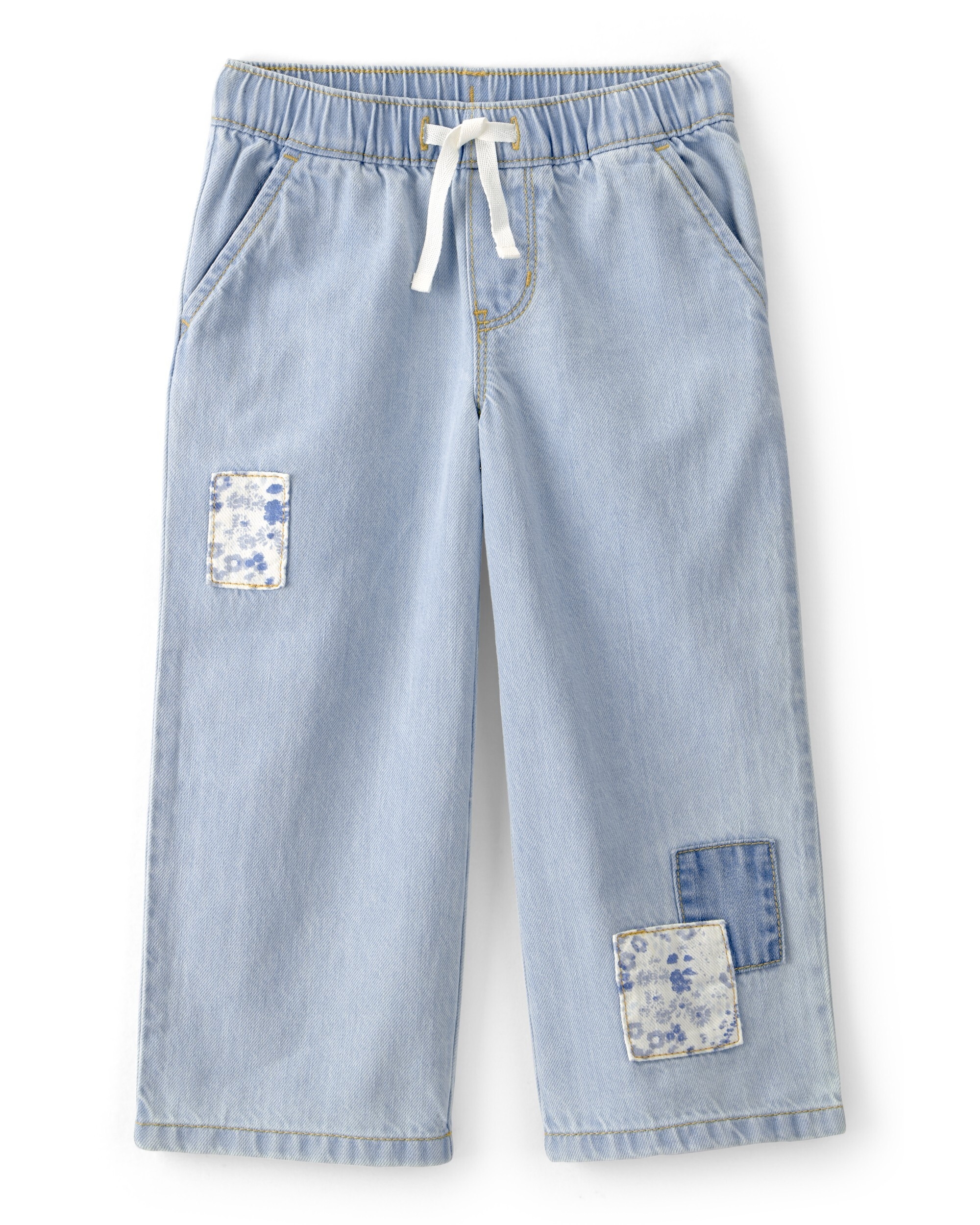 OSHKOSH Toddler Girls Patchwork Wide Leg Denim Pants, Blue