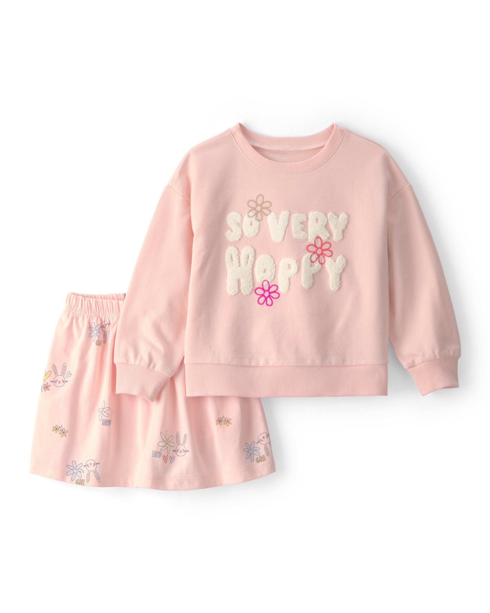Carter's Toddler Girls 2-Piece Easter 'So Very Hoppy' French Terry Top & Skort Set - Pink