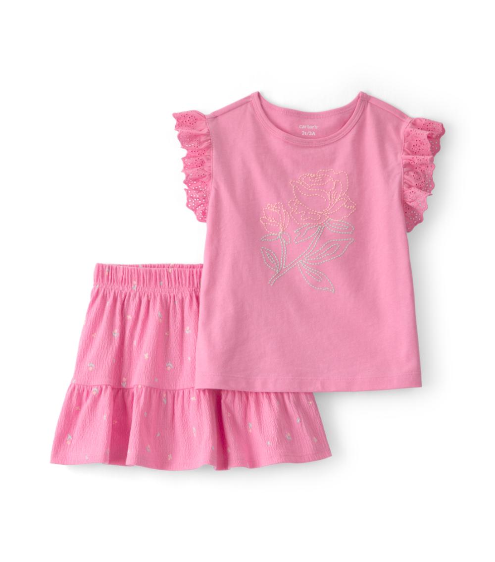 Carter's Toddler Girls 2-Piece Floral Top & Skirt Set - Pink