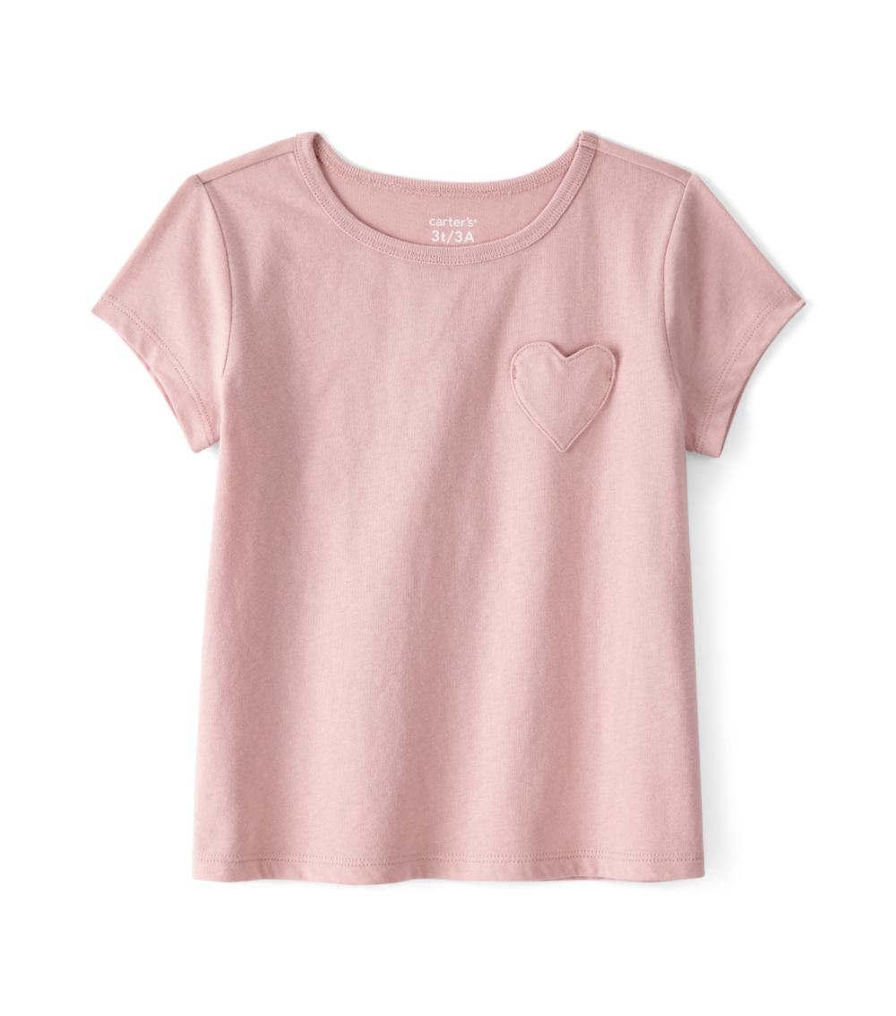 Carter's Toddler Girls Heart Pocket Knit Tee, Pink