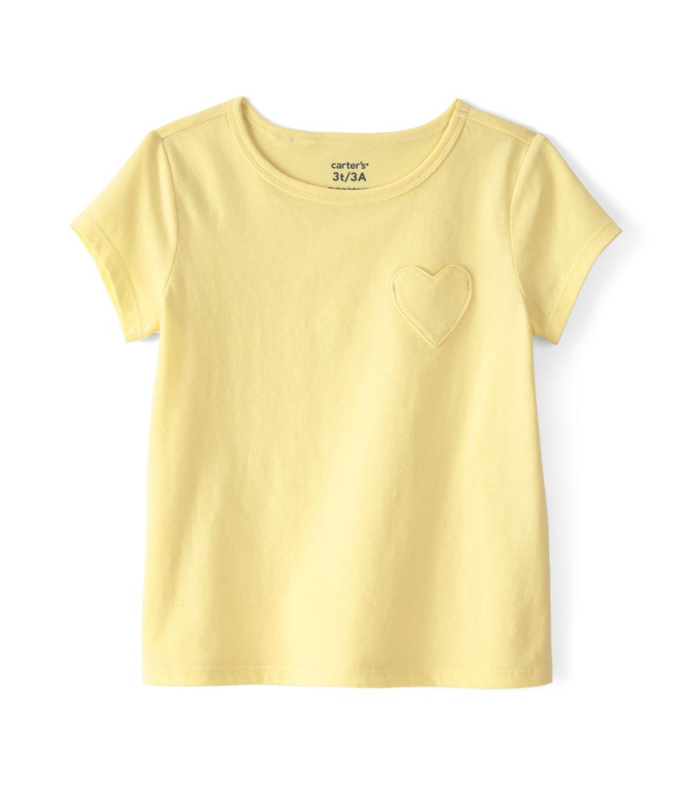 Carter's Toddler Girls Heart Pocket Knit Tee, Yellow