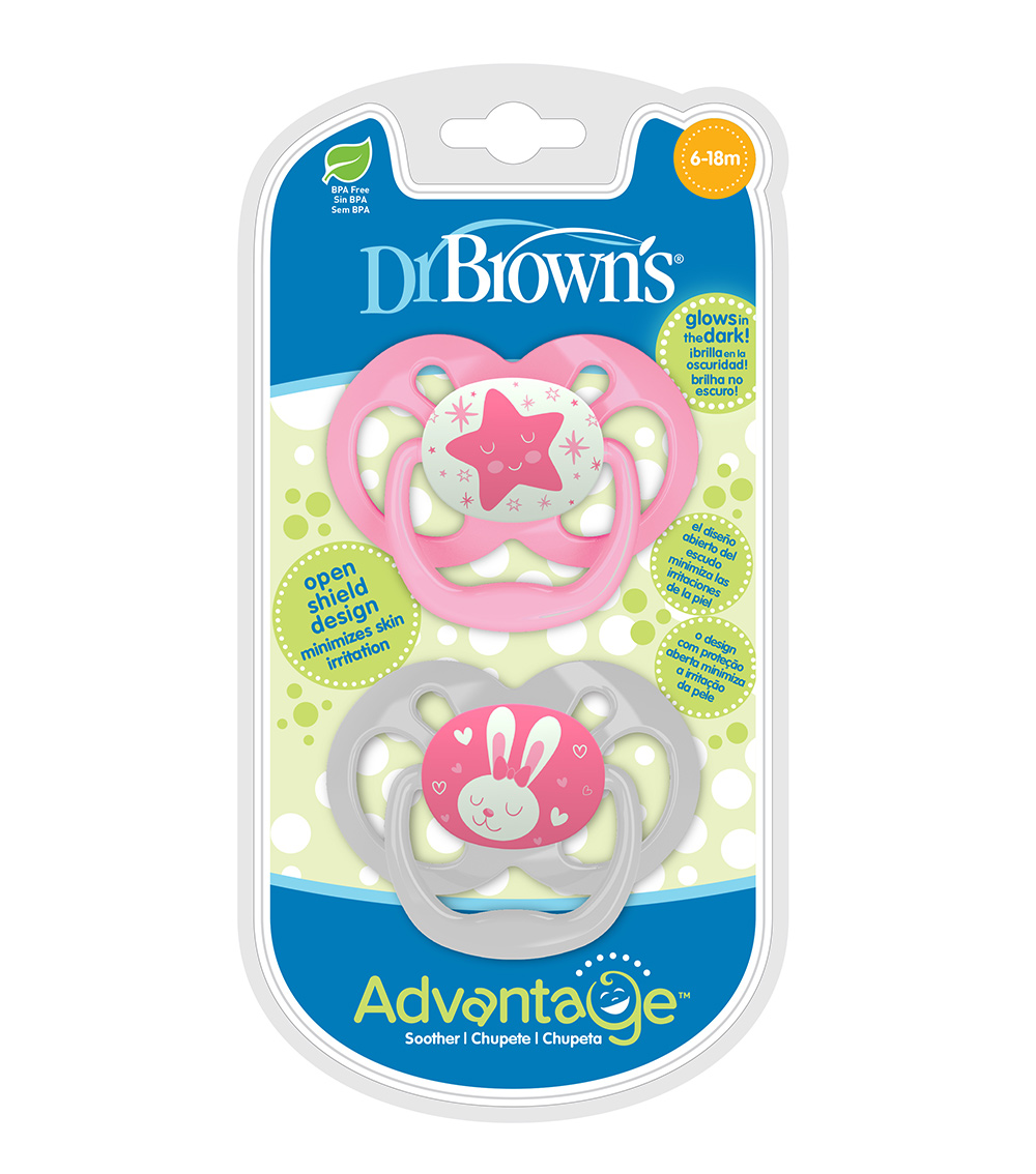 DR. BROWN'S Advantage Pink Glow In The Dark Pacifier