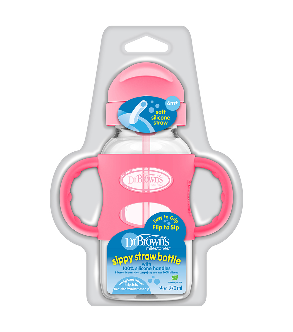 DR. BROWN'S Sippy Straw Bottle - Pink