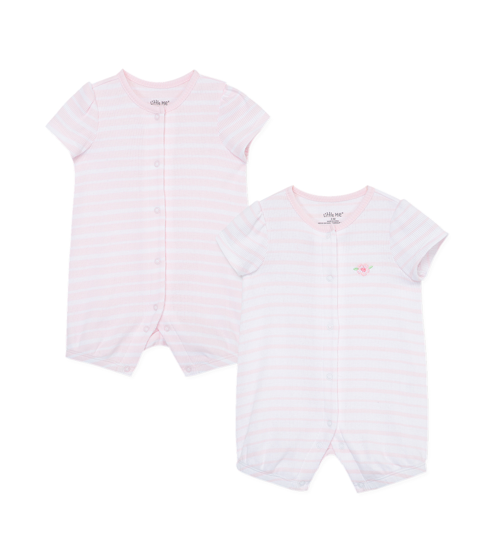 LITTLE ME Striped 2-Pack Rompers