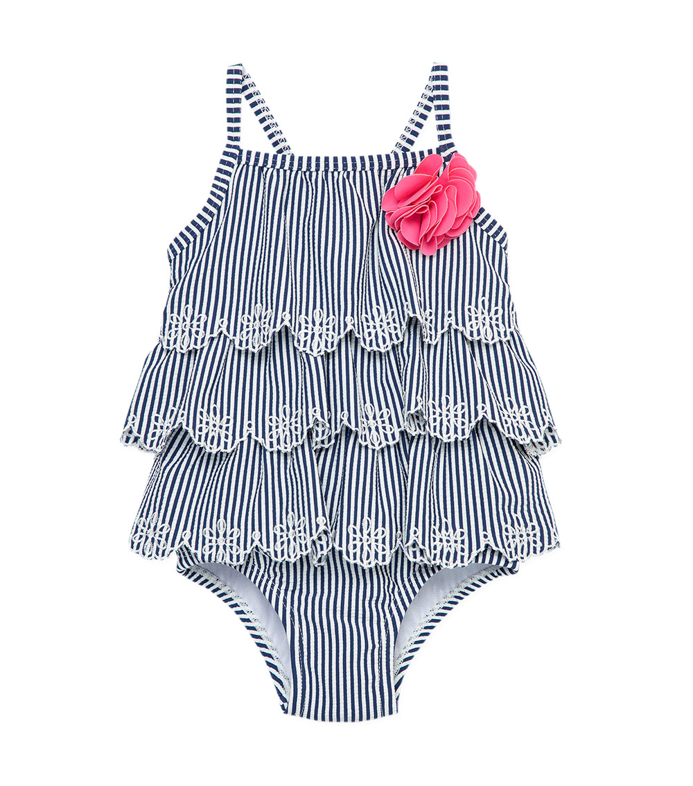 LITTLE ME Navy Blue Stripe Swimsuit