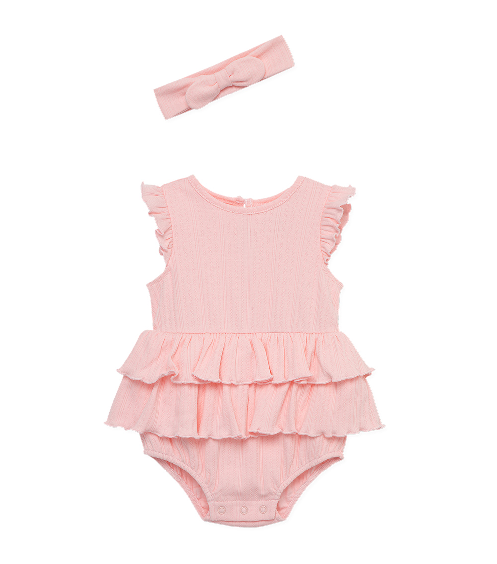 LITTLE ME Rose Knit Bubble Set