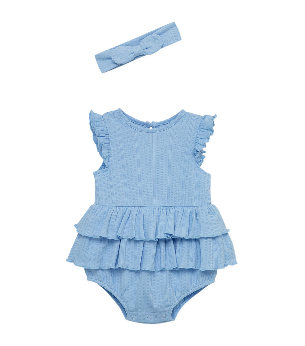 LITTLE ME Blue Knit Bubble Set