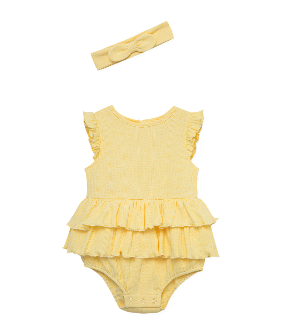 LITTLE ME Yellow Knit Bubble Set