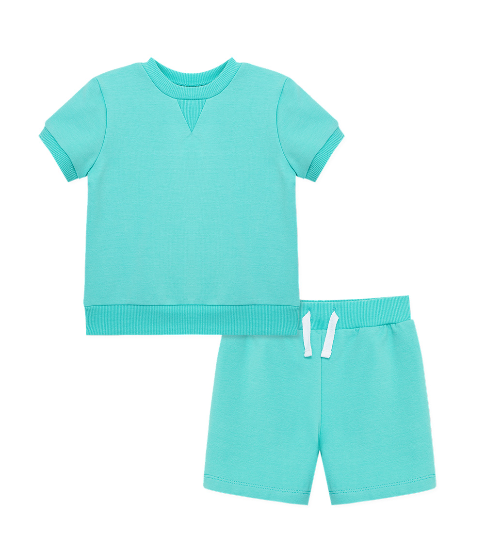 LITTLE ME Teal Green 2-Piece Short Set