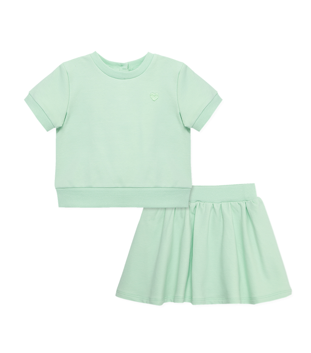LITTLE ME Green 2-Piece Pleated Skort Set