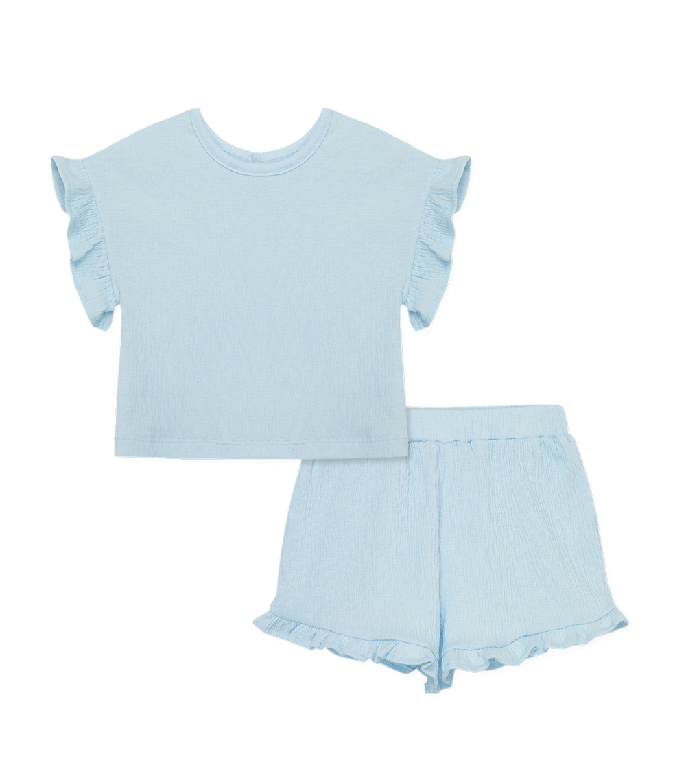 LITTLE ME Blue 2-Piece Ruffle Short Set