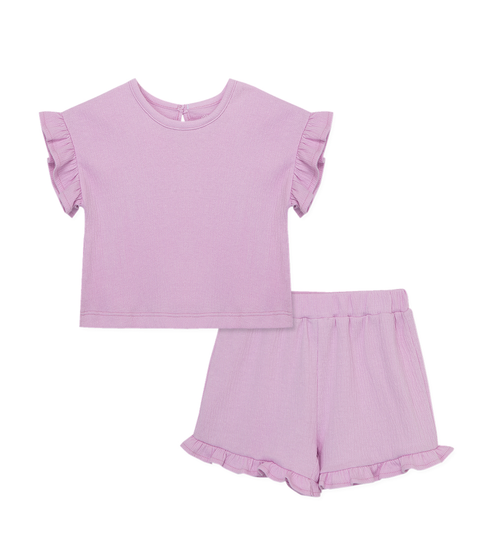 LITTLE ME Lilac 2-Piece Ruffle Short Set