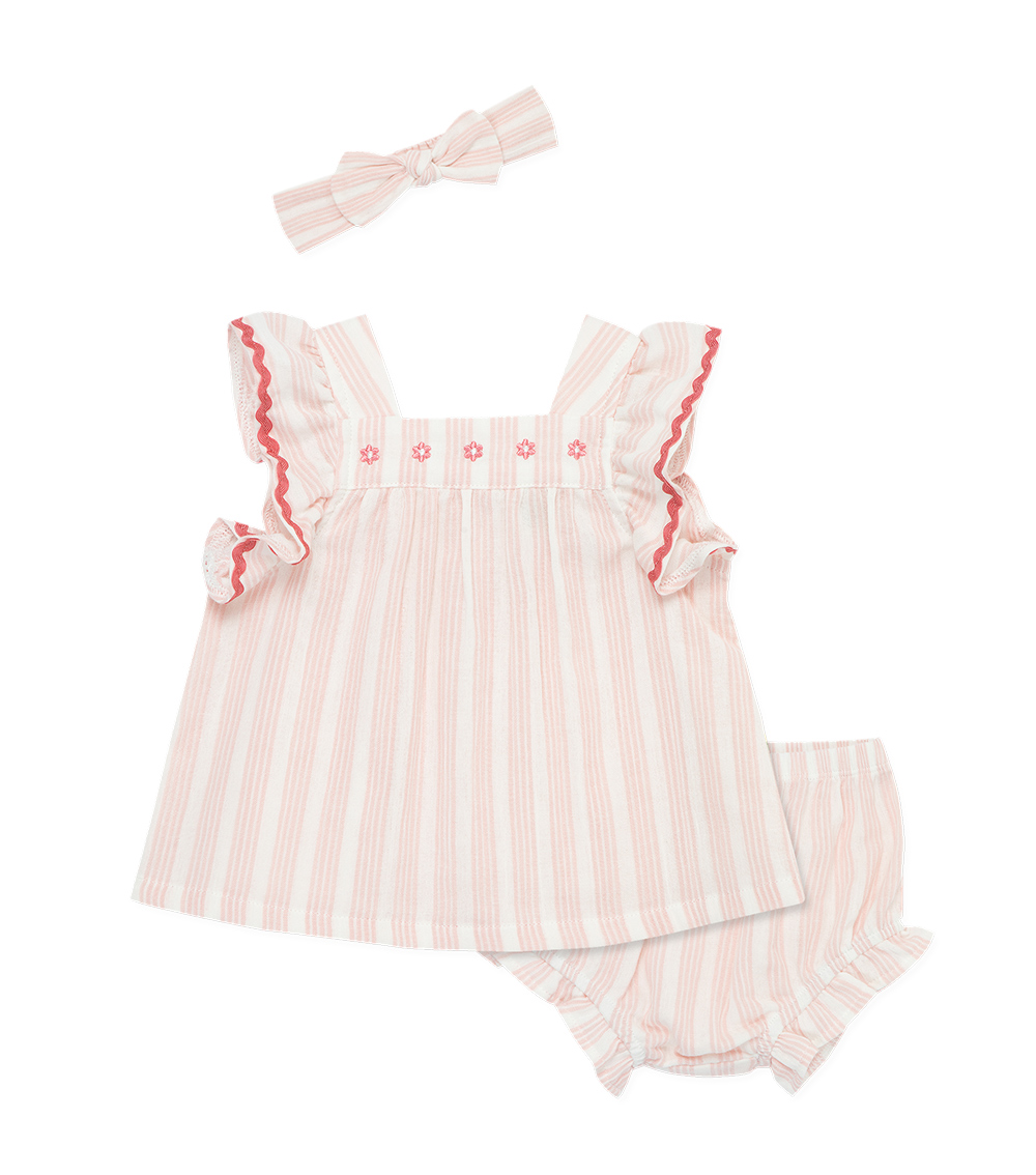 LITTLE ME 3-Piece Striped Sunsuit Set