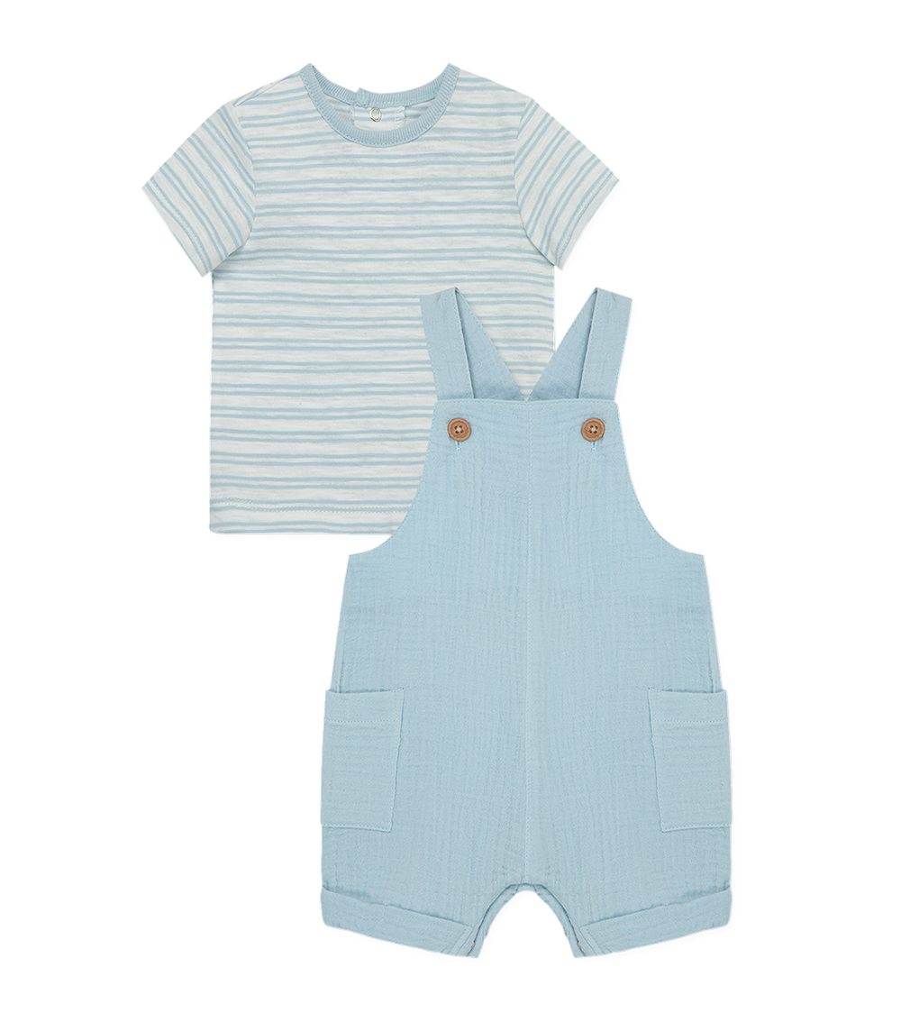 LITTLE ME Blue 2-Piece Shortall Set