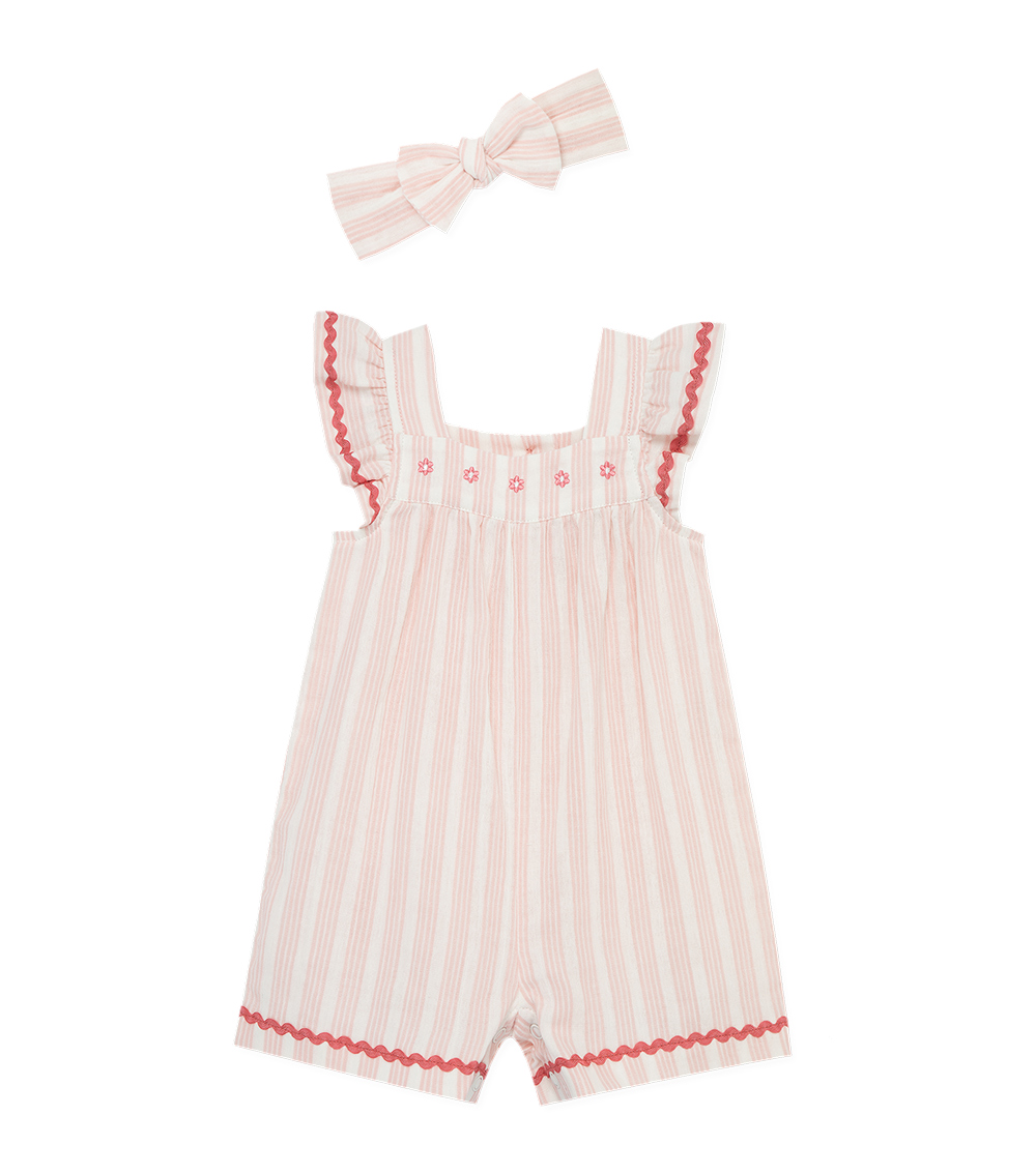 LITTLE ME 2-Piece Stripe Gauze Romper