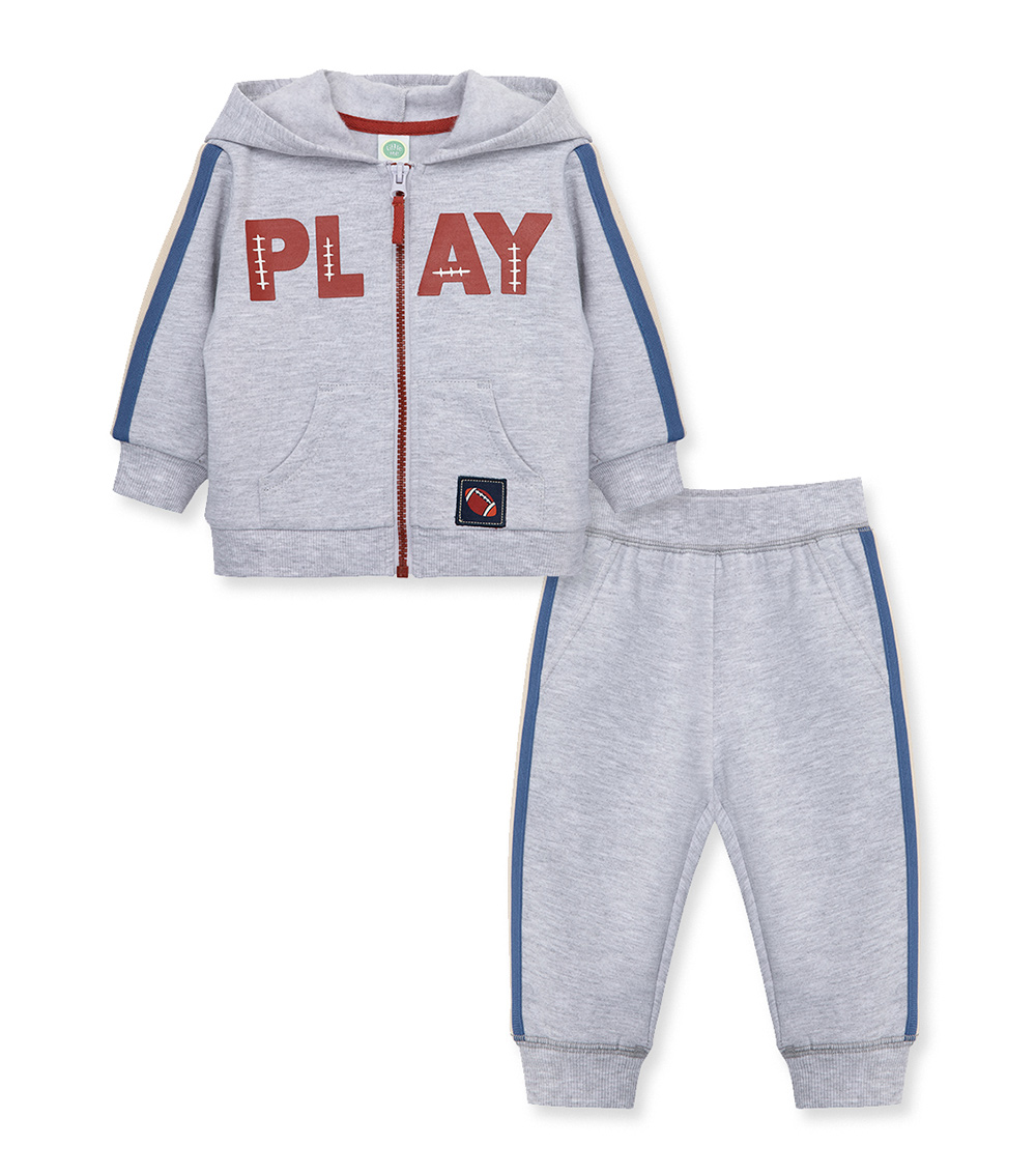 LITTLE ME Grey Athletic 2-Piece Hoodie Set