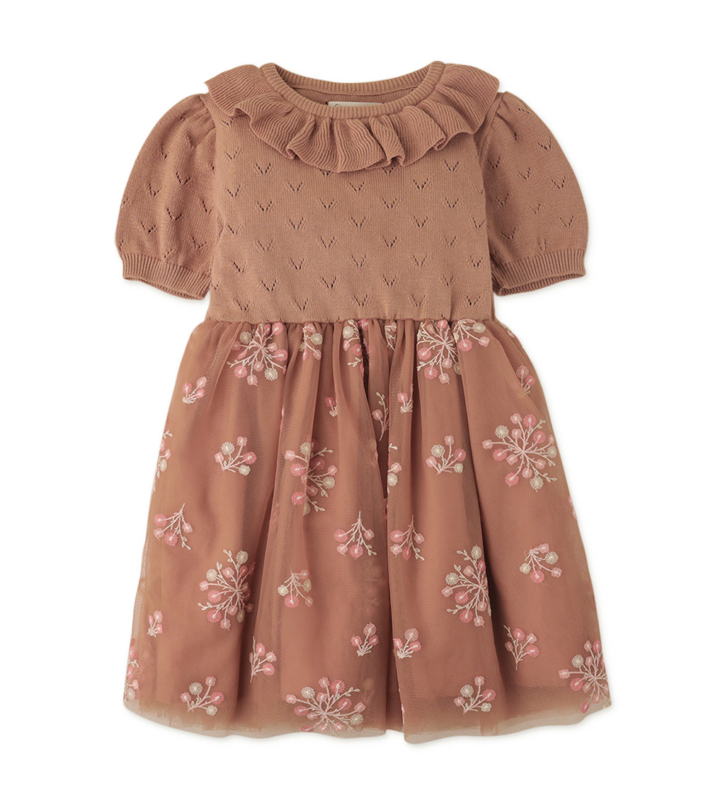 GINGERSNAPS Brown Ruffle Neck Dress