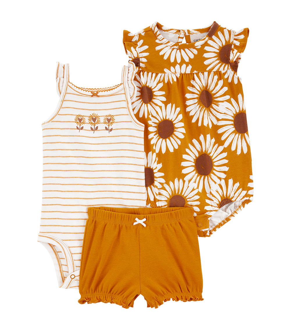 Carter's 3-Piece Sunflower Printed Bodysuit Set