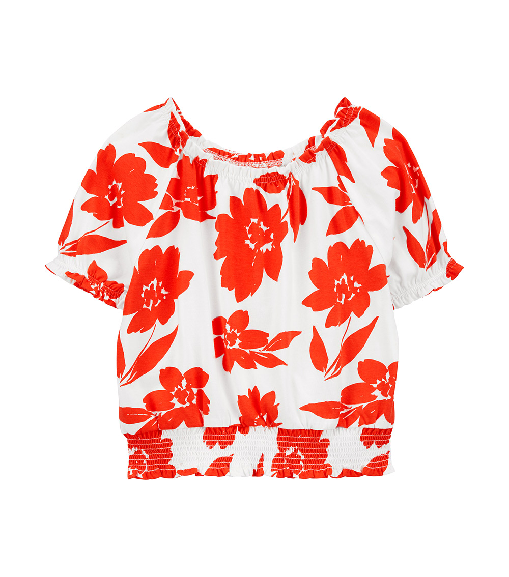 CARTER'S Floral Smocked Top - Red