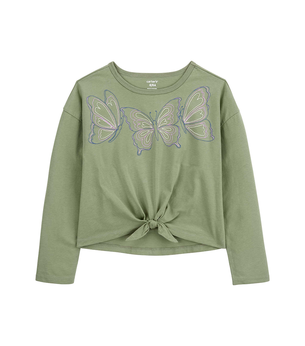 CARTER'S Butterfly Tie-Front Tee - Green