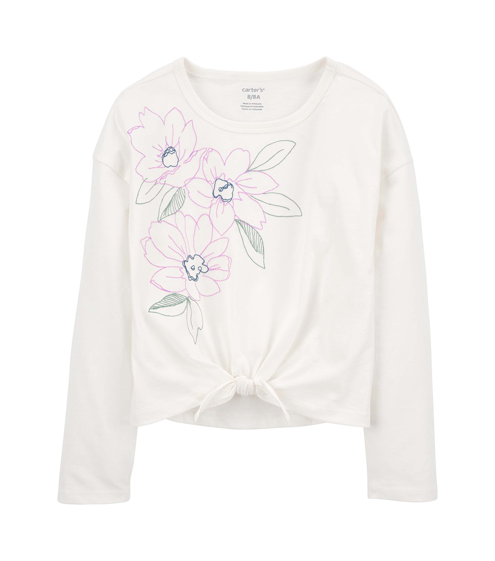 CARTER'S Floral Tie-Front Tee - White