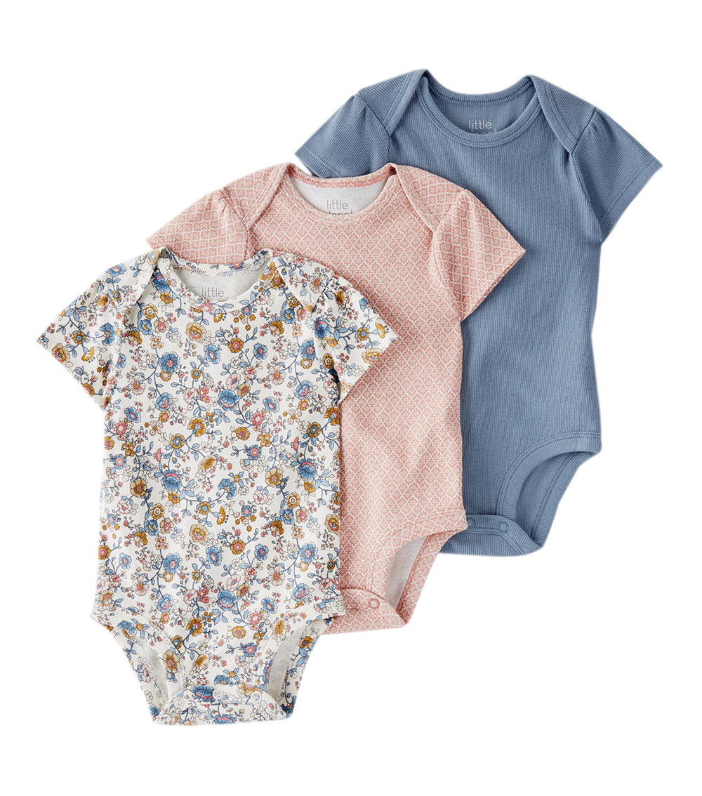 LITTLE PLANET 3-Piece Floral Bodysuit Pack