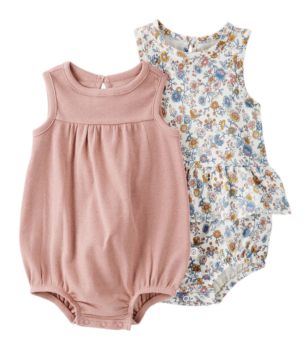 Little Planet Baby Girls Pack Of 2 Sunsuits, Multicolor