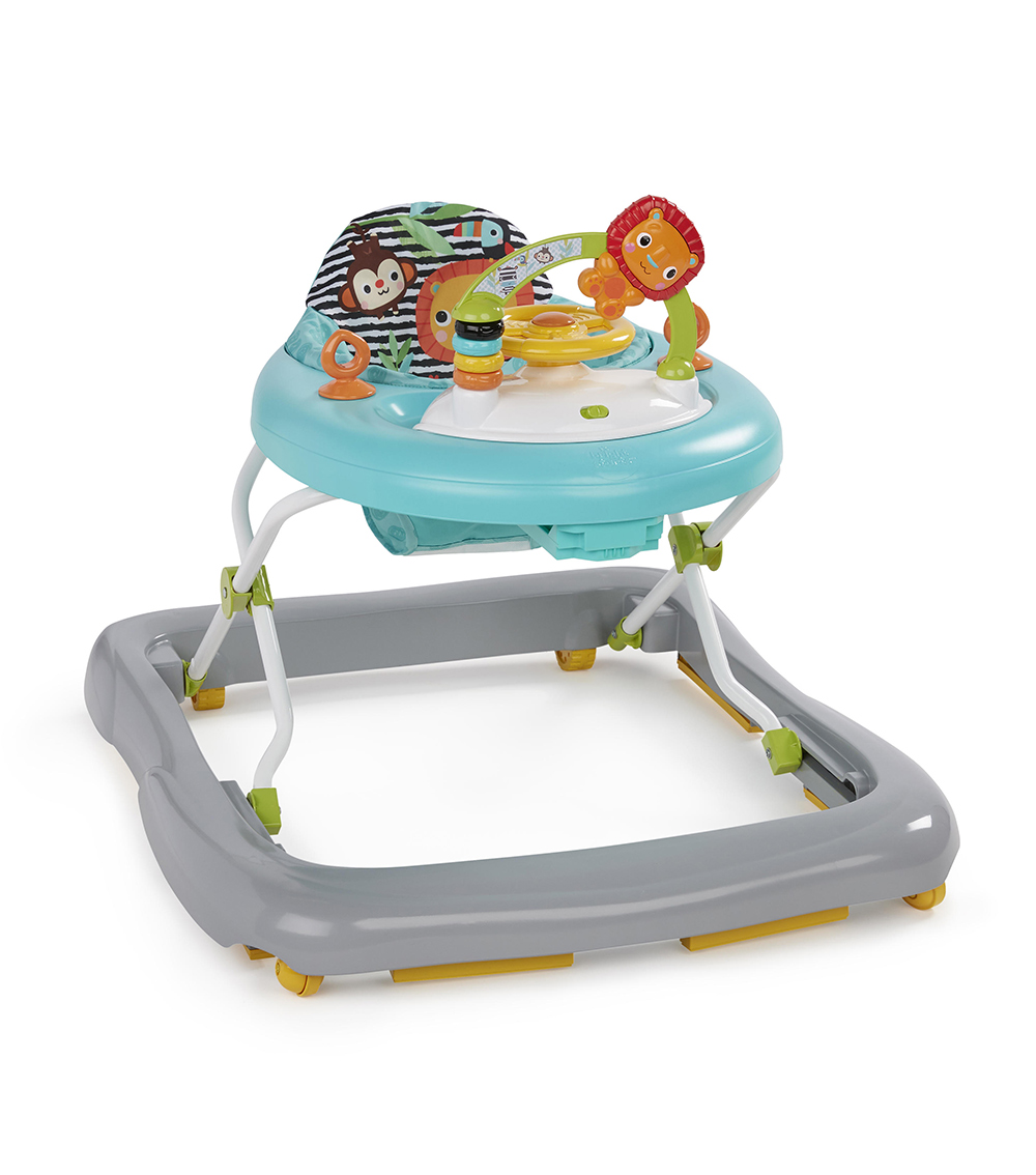 BRIGHT STARTS Zig Zag Zebra Walker with Easy Fold Frame for Storage