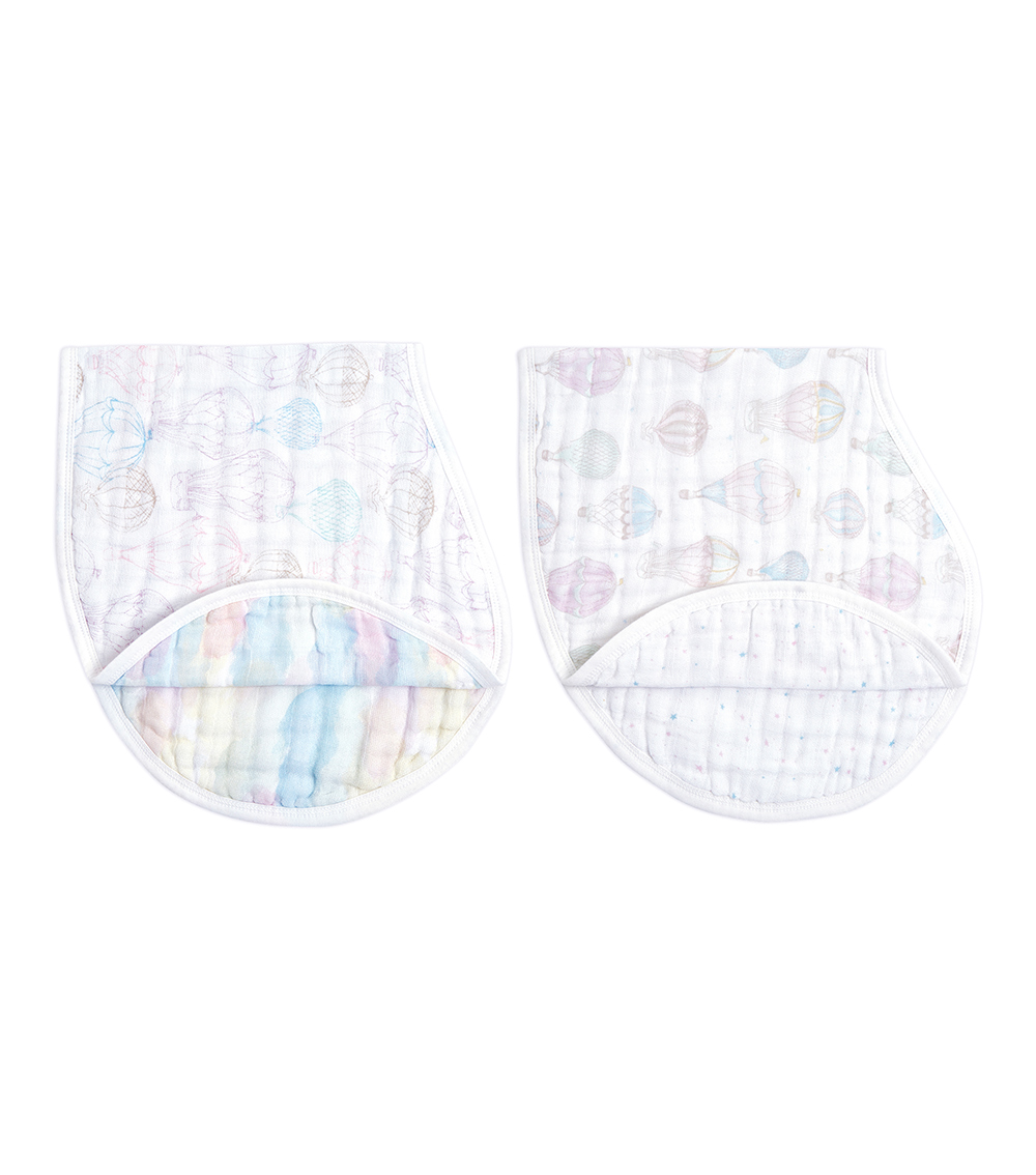 ADENANAIS 2-Pack Organic Cotton Muslin Burpy Bibs - Above the Clouds