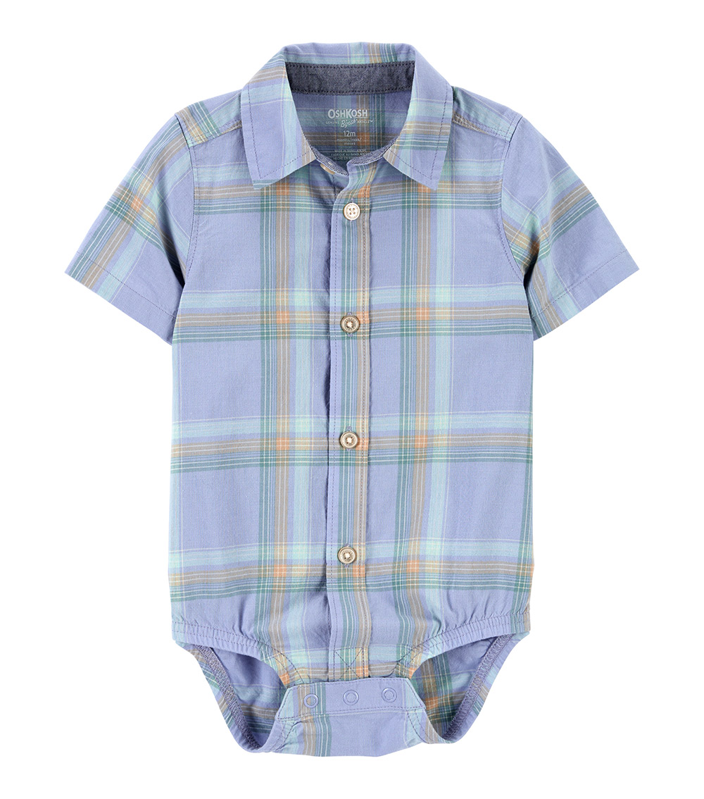 OSHKOSH Chequered Button-Front Bodysuit