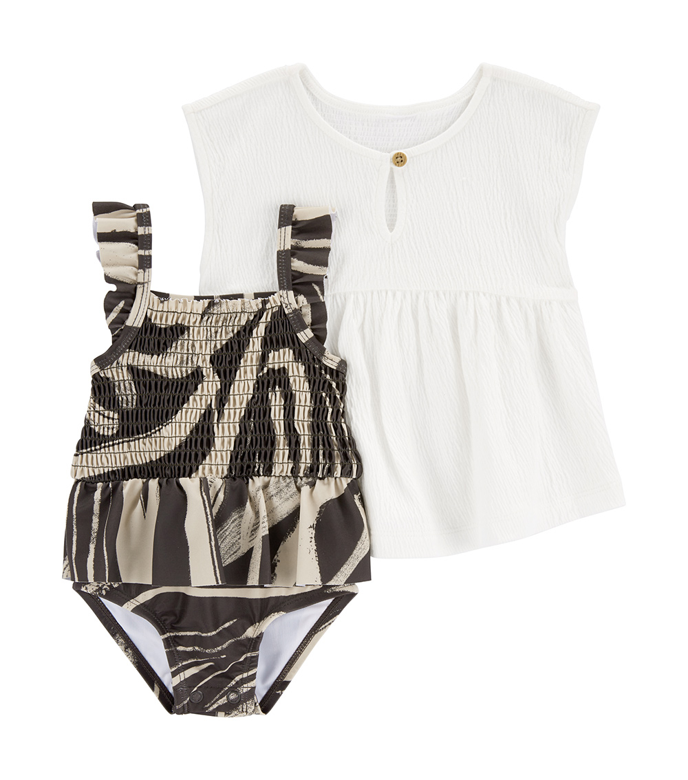 CARTER'S 2-Piece Zebra Printed Swimsuit and Cover-Up Set