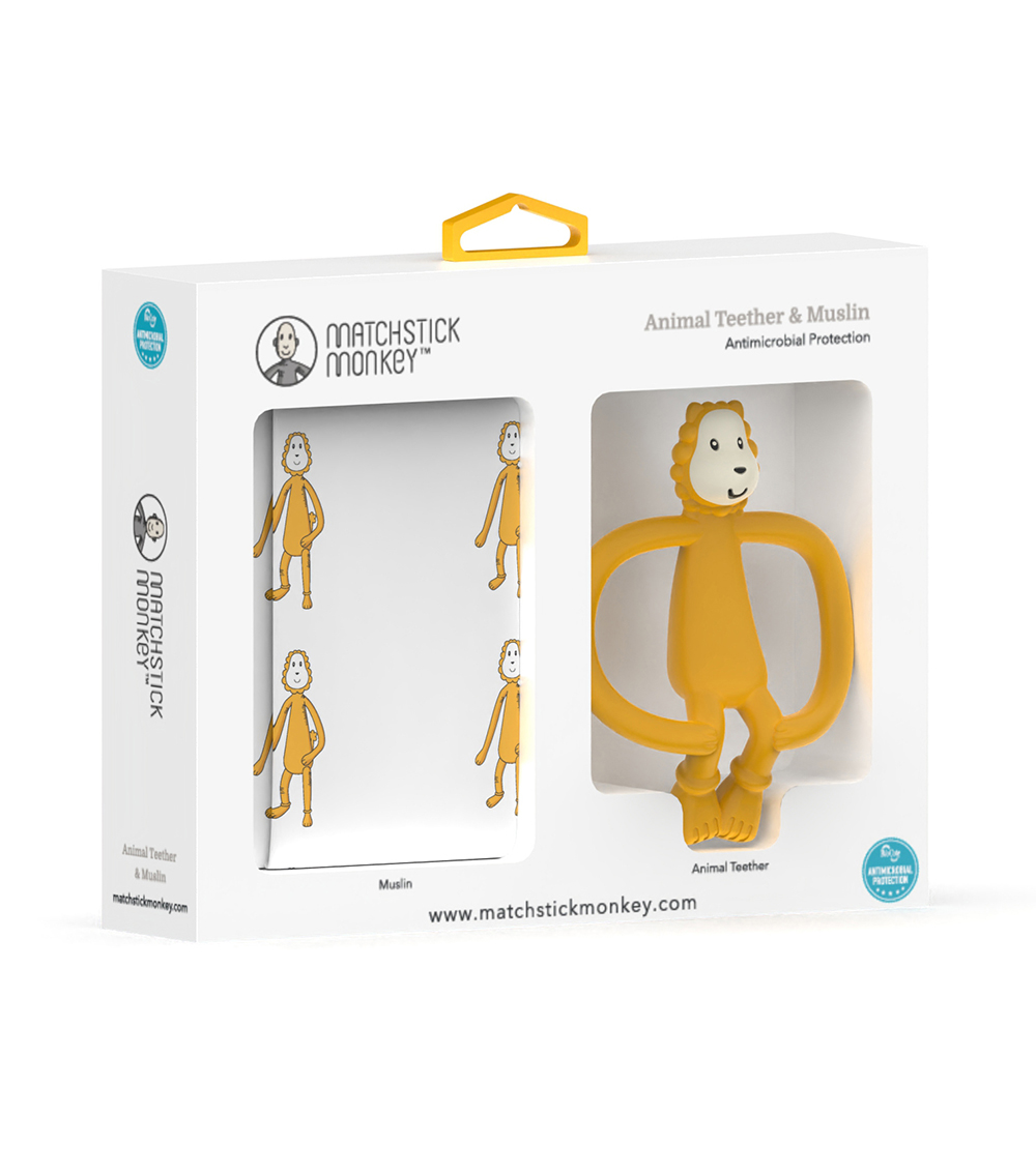 MATCHSTICK MONKEY Teether and Muslin Gift Set - Ludo Lion
