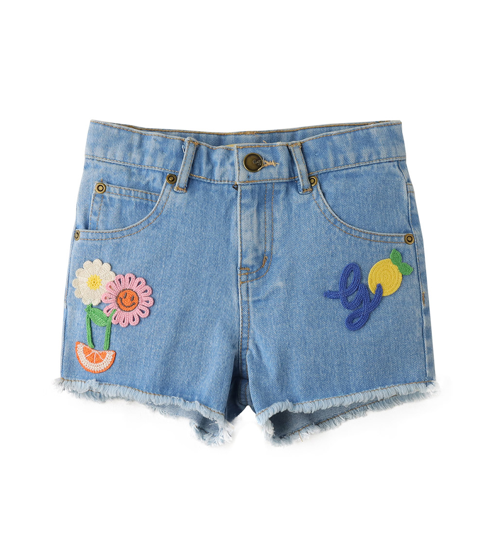 GINGERSNAPS Floral Embroidered Denim Shorts