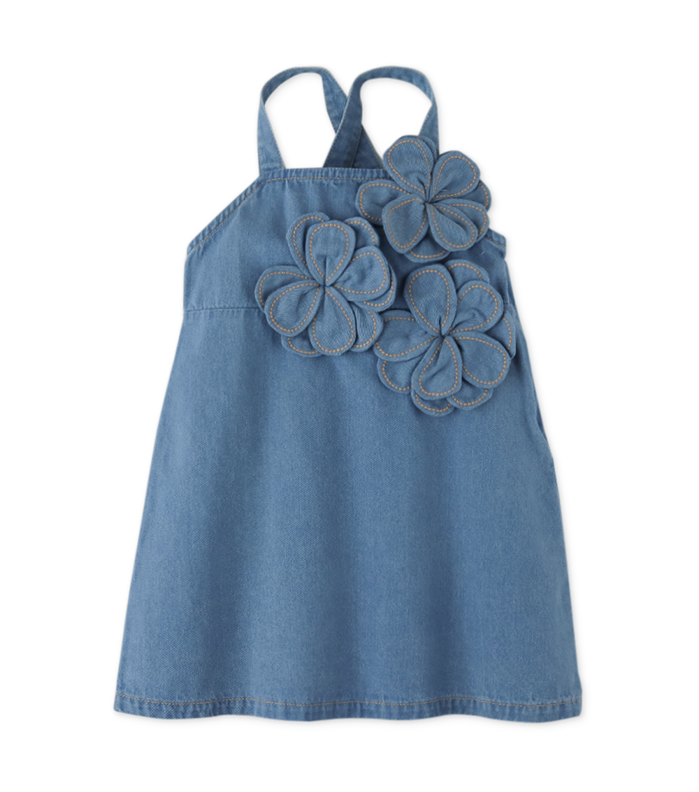 GINGERSNAPS Flower-Detailed Sleeveless Denim Dress