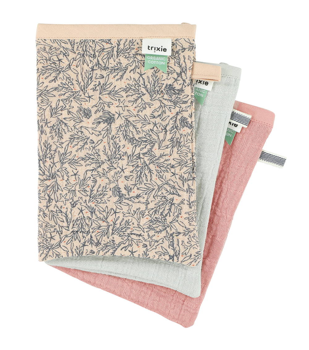 TRIXIE 3-Pack Muslin Washcloth - Lovely Leaves