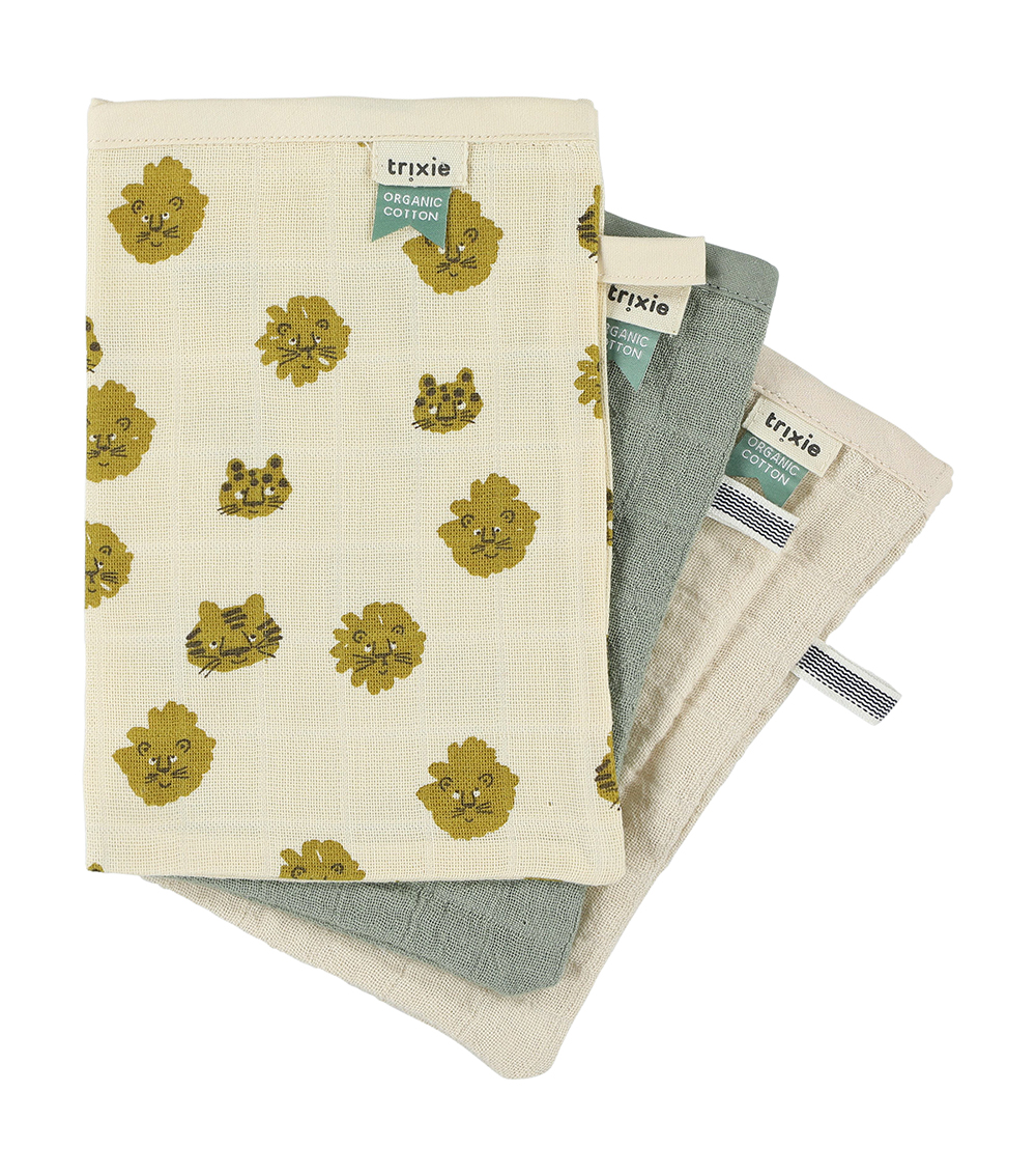 TRIXIE 3-Pack Muslin Washcloth - Lucky Leopard