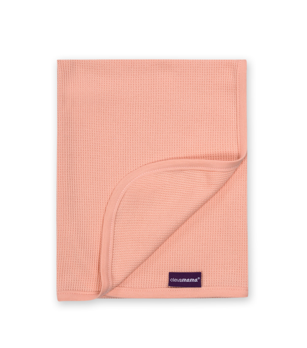 CLEVAMAMA Waffle Weave Cotton Blanket Crib Moses Basket