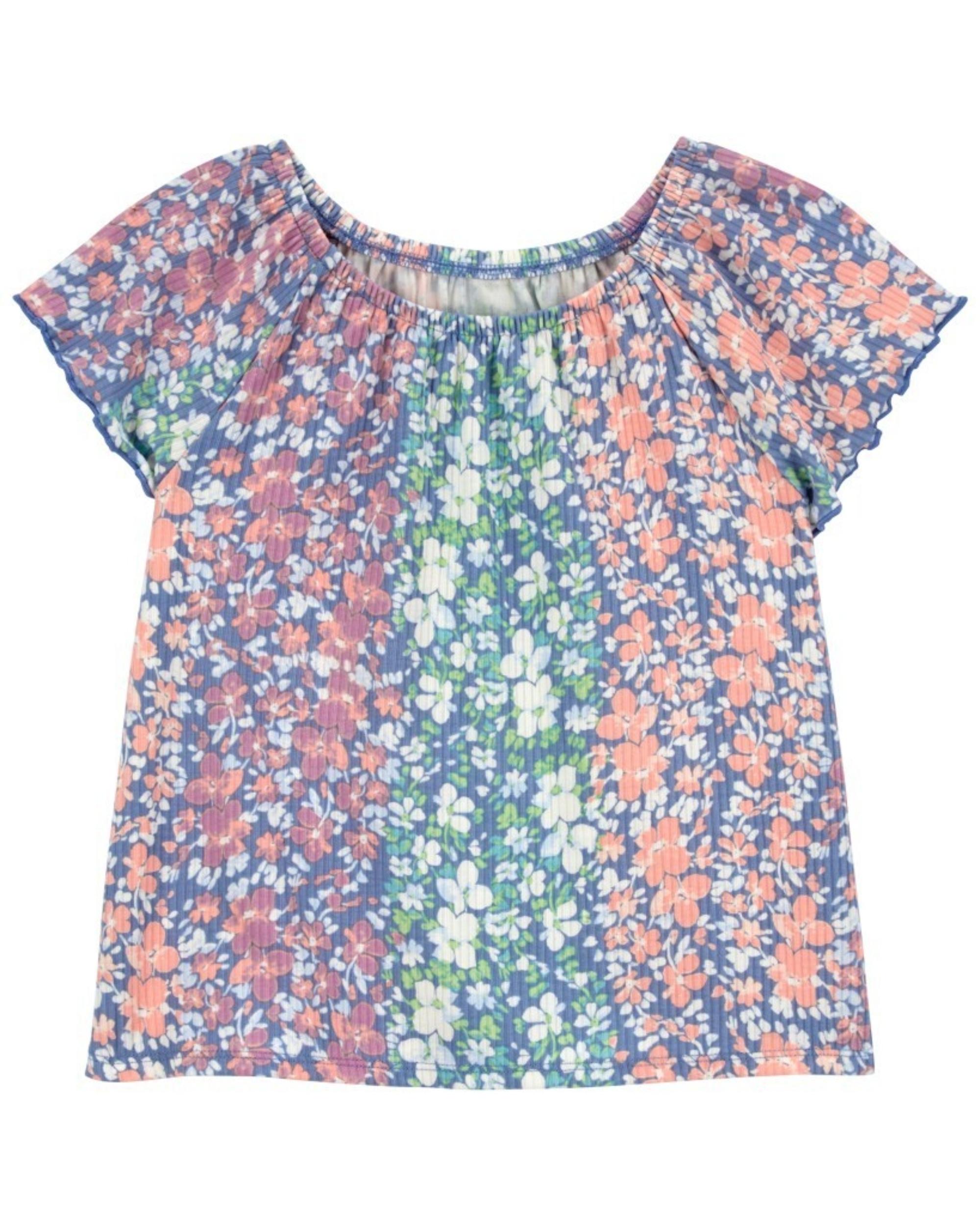 Carter's Floral Printed Flutter-Sleeve Top