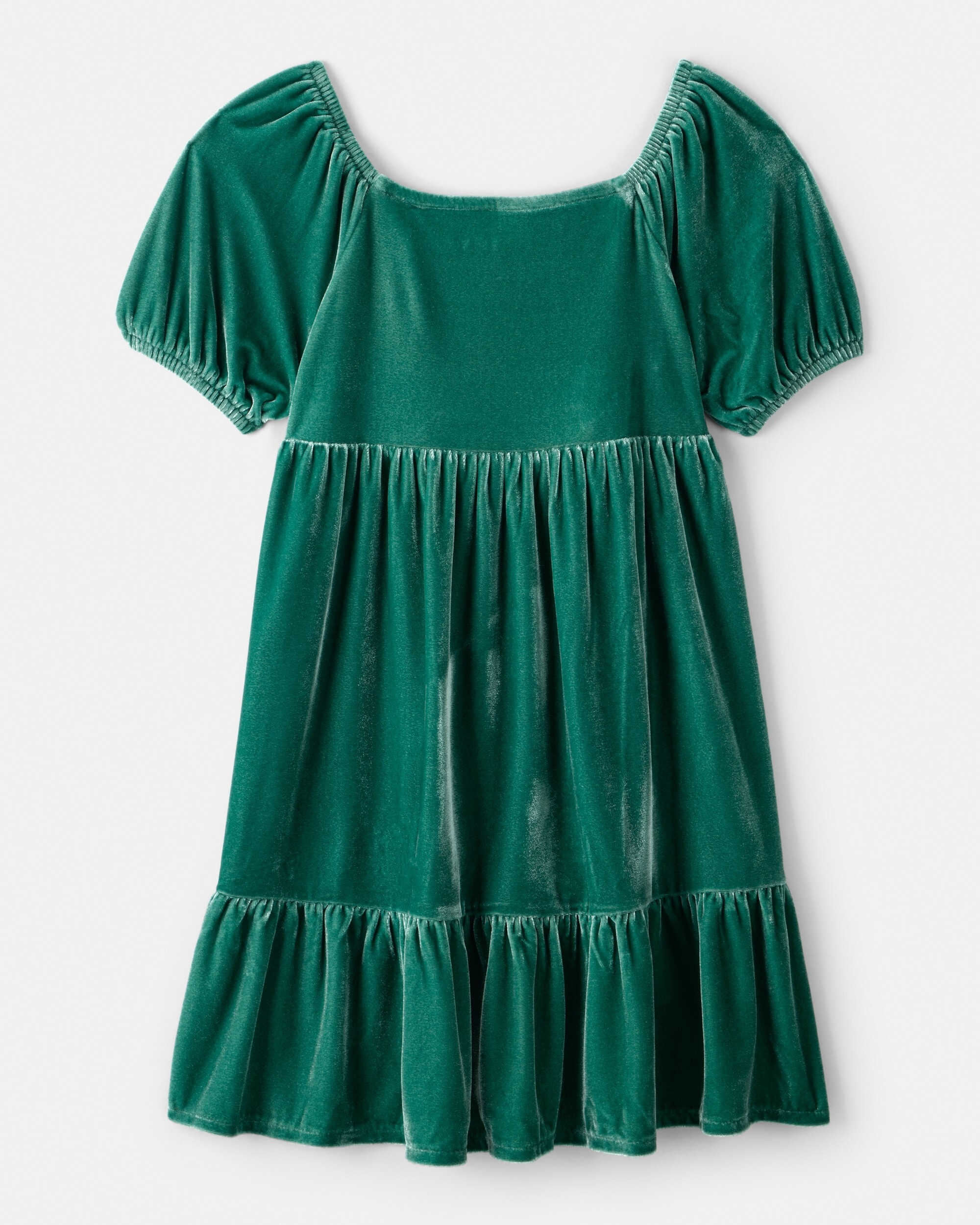 Carter's Girls Velvet Short-Sleeve Occasion Dress, Green 