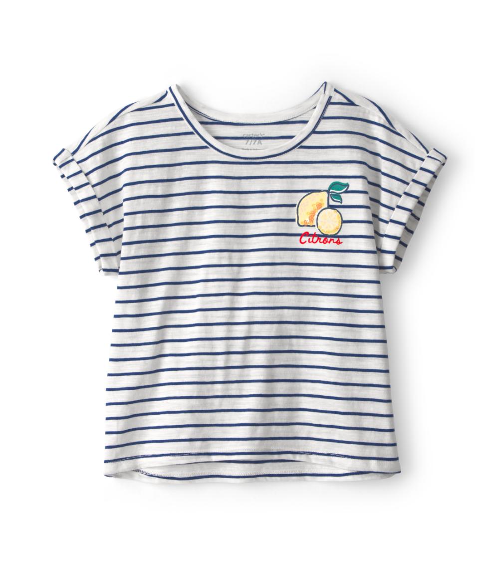 Carter's Toddler Girls Lemon Striped Top - Blue/Ivory